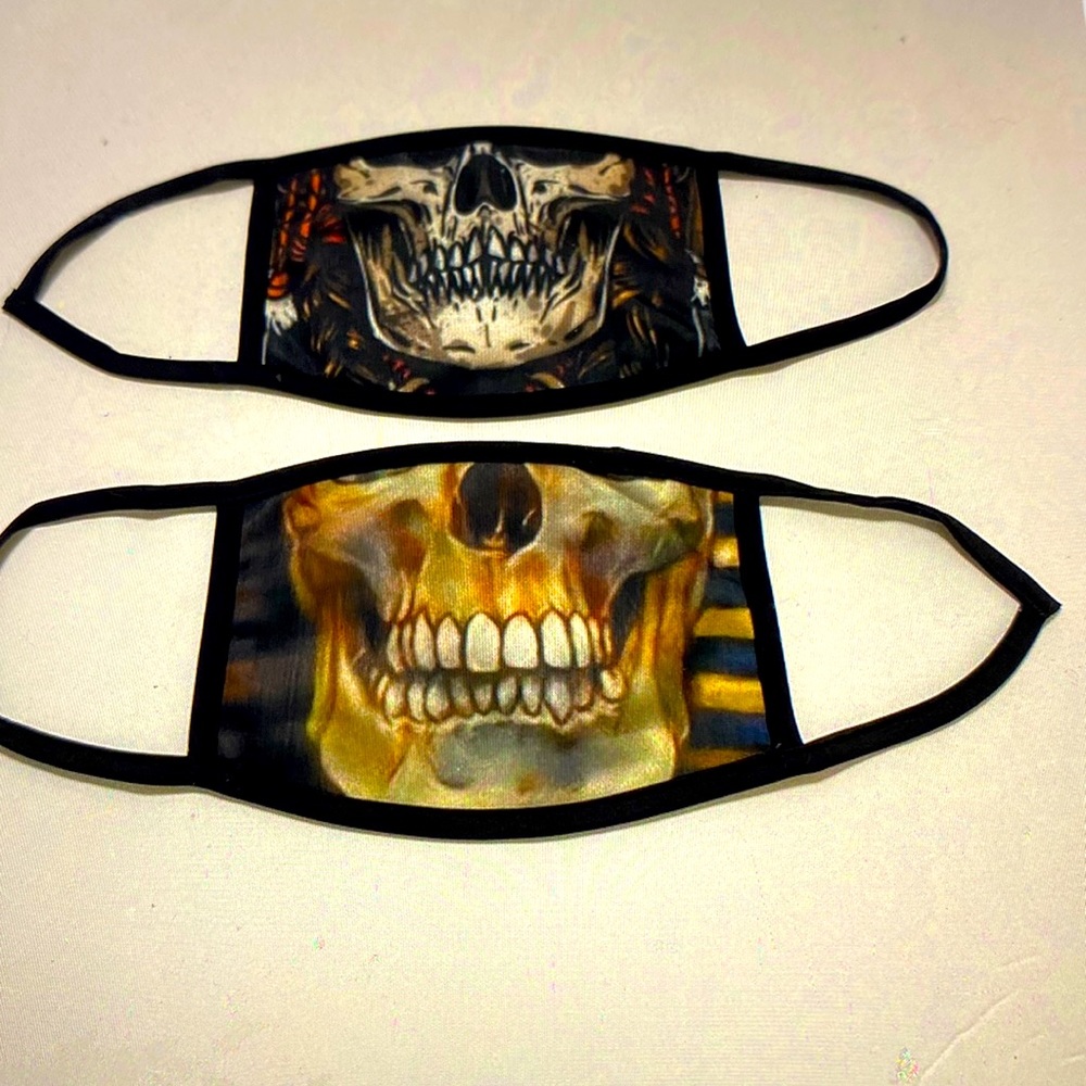 2 New fabric skeleton face masks